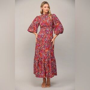 FATE plum multi paisley print maxi dress size small brand new with tags